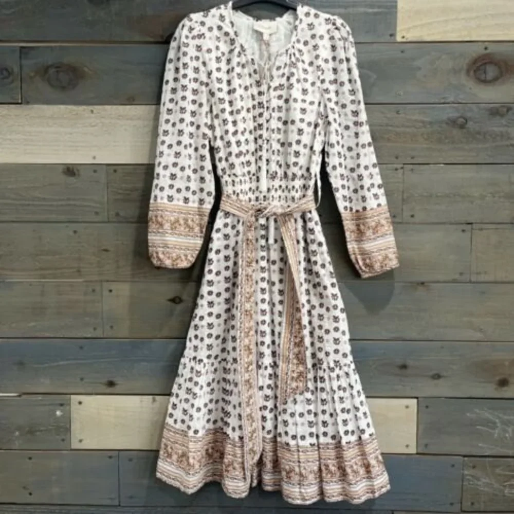 Cleobella White and Brown Midi Dress - Picture 5 of 14